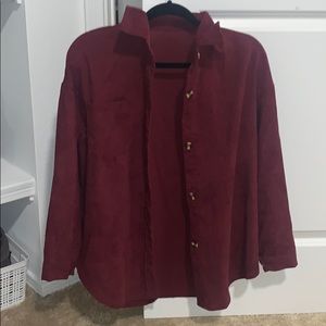 Maroon Corduroy Button Up Jacket